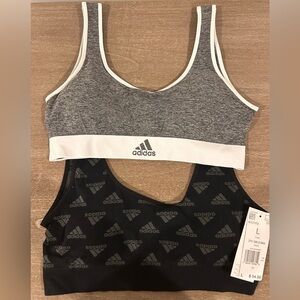 Two Pack BNWT Adidas Heather Gray and Black Sports Bra Set - Size L